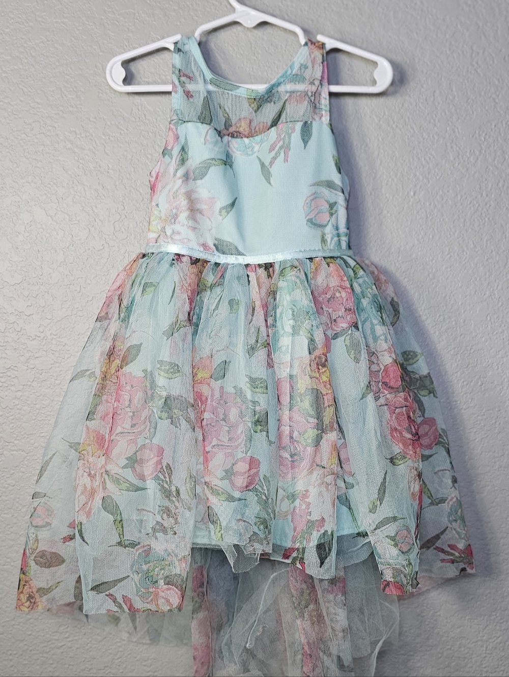 Girls Floral Tulle Dress 3T Toddler Party Dress Pink Mint Green Spring